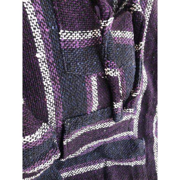 Mexican Poncho Baja Hoodie Surfer Rug Pullover Made in‎ Mex Unisex M Purple - Picture 3 of 3